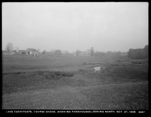 Sudbury Department, improvement of Lake Cochituate, Course Brook showing farmhouses, looking north, Natick, Mass., Oct. 27, 1906