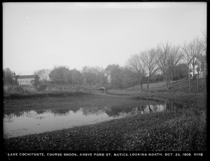 Sudbury Department, improvement of Lake Cochituate, Course Brook above Pond Street, looking north, Natick, Mass., Oct. 26, 1906