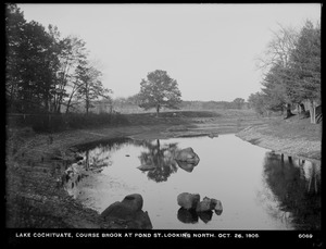 Sudbury Department, improvement of Lake Cochituate, Course Brook at Pond Street, looking north, Natick, Mass., Oct. 26, 1906