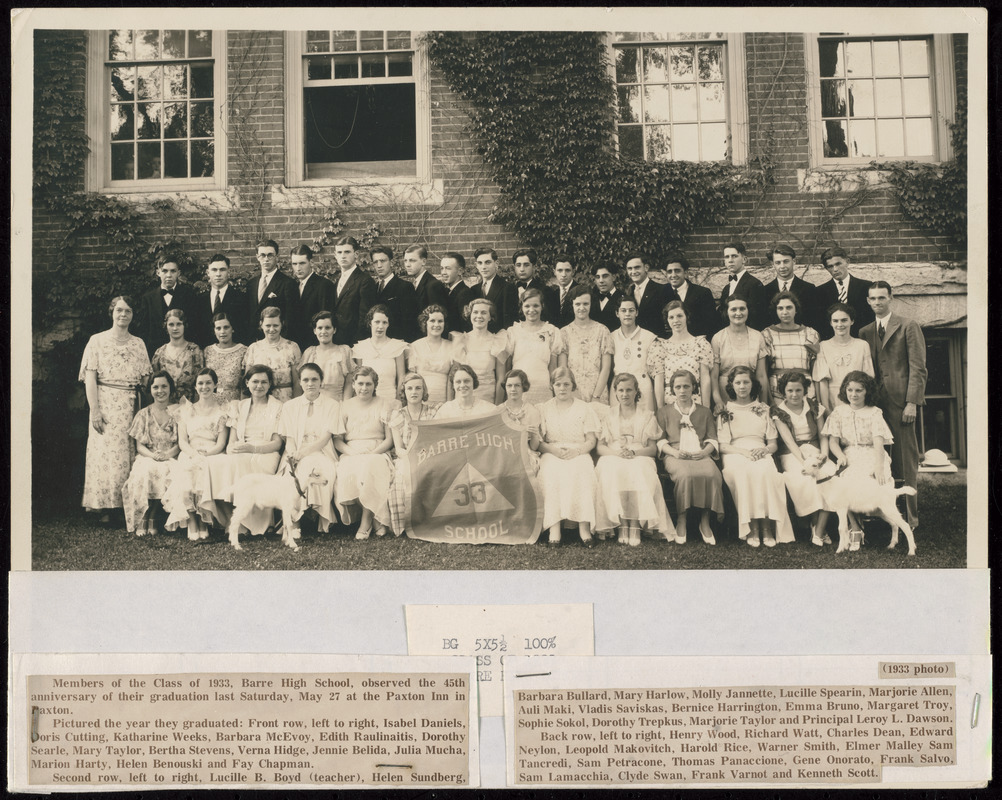 Barre High School class of 1933
