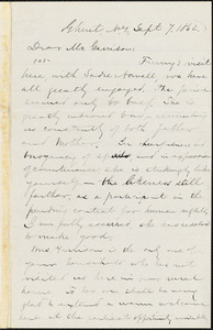 Letter from Aaron Macy Powell, Ghent, [N.Y.], to William Lloyd Garrison, Sept[ember] 7. 1862