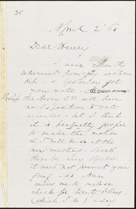 Letter from Wendell Phillips to Henry Clarke, April 2 [18]68