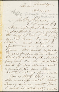 Letter from Edward Payson Powell, Adrian, [Michigan], to William Lloyd Garrison, [18]65 Oct[ober] 16