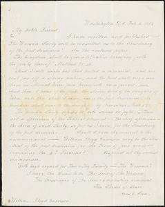 Letter from Rees E. Price, Washington, D. C., to William Lloyd Garrison, 1853 Feb[ruary] 6