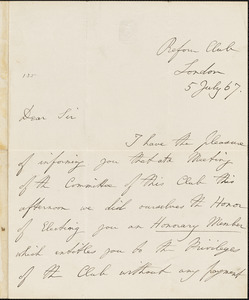 Letter from Charles De La Pryme, London [England], to William Lloyd Garrison, [18]67 July 5