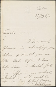 Letter from Charles De La Pryme, London [England], to William Lloyd Garrison, 1867 July 31