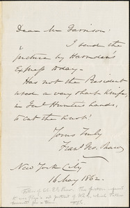 Letter from Francis George Shaw, New York, [New York], to William Lloyd Garrison, 1862 May 16
