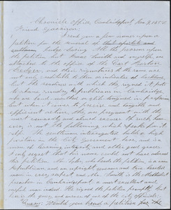 Letter from George K. Radcliffe, Cambridgeport, [Cambridge, Massachusetts], to William Lloyd Garrison, 1857 Jan[uary] 9