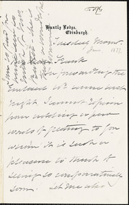 Letter from Elzabeth Pease Nichol, Edinburgh, [Scotland], to Francis Jackson Garrison, [1877 June]