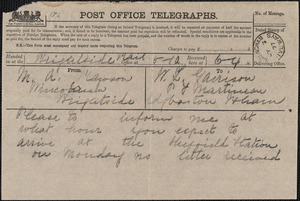Telegram from Mary Anne Rawson, [Sheffield, England], to William Lloyd Garrison, [1877 July 7]