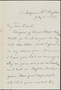Letter from Mary Anne Estlin, Clifton, [Bristol, England], to Francis Jackson Garrison, 1877 July 6