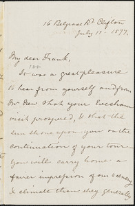 Letter from Mary Anne Estlin, Clifton, [Bristol, England], to Francis Jackson Garrison, 1877 July 11