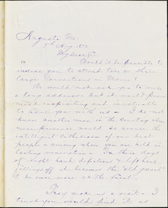 Letter from J.G. Reame, Augusta, M[ain]e, to William Lloyd Garrison, 1872 Aug[ust] 5th