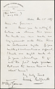 Letter from James Redpath, Boston, [Massachusetts], to William Lloyd Garrison, 1869 Dec[ember] 28