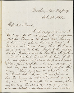 Letter from Daniel Ricketson, New Bedford, [Massachusetts], to William Lloyd Garrison, 1853 Feb[ruary] 4th