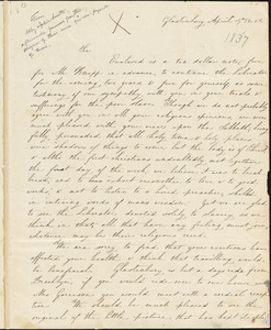 Letter from Abby Hadassah Smith and Julia E. Smith, Glastonbury, [Connecticut], to William Lloyd Garrison, 1837 April 14th