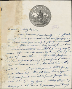 Letter from Nathaniel Peabody Rogers, Concord, [New Hampshire], to William Lloyd Garrison, 1840 Aug[ust] 29