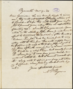 Letter from Nathaniel Peabody Rogers, Plymouth, [New Hampshire], to William Lloyd Garrison, [18]44 Nov[ember] 19