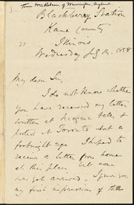 Letter from William Robson, Blackberry Station, Kane County, Ill[inois], to William Lloyd Garrison, 1858 July 14