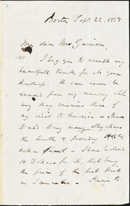 Letter from William Robson, Boston, [Massachusetts], to William Lloyd Garrison, 1858 Sept[ember] 22