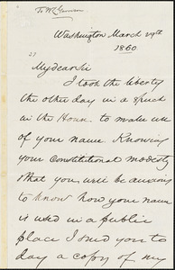 Letter from Charles Baldwin Sedgwick, Washington, [District of Columbia], to William Lloyd Garrison, 1860 March 29th
