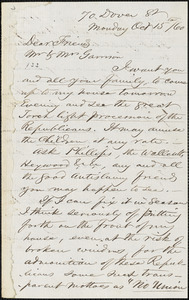 Letter from John Turner, 70 Dover St[reet], to William Lloyd Garrison and Eliza Helen Garrison, [18]60 Oct[ober] 15th