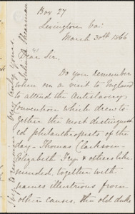 Letter from Julia A. Shearman, Lexington, [Virginia], to William Lloyd Garrison, 1866 March 30th
