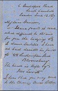 Letter from George Thompson, South Lambeth, London, [England], to William Lloyd Garrison, 1867 June 13