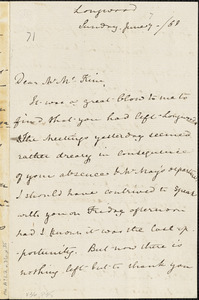 Letter from Mary Anne Estlin, Longwood, [Pennsylvania], to James Miller, [18]68 June 7