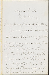 Letter from Theodore Dwight Weld, Hyde Park, [Boston, Massachusetts], to William Lloyd Garrison, [18]73 Oct[ober] 5