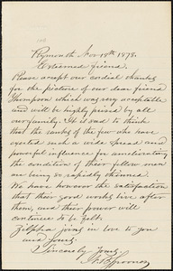 Letter from Nathaniel B. Spooner, Plymouth, [Massachusetts], to William Lloyd Garrison, 1878 Nov[ember] 18th
