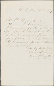 Letter from David B, Sewall, York, M[ain]e, to William Lloyd Garrison, 1879 Apr[il] 25