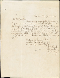 Letter from Joshua Bowen Smith, Benjamin Weeden, and T. Jimmings Jr., Boston, [Massachusetts], to William Lloyd Garrison, and Helen Eliza Garrison, 1841 July 28th