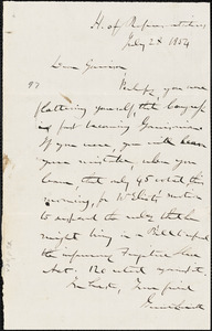 Letter from Gerrit Smith, H[ouse] of Representatives, [Washington, District of Columbia], to William Lloyd Garrison, 1854 July 28