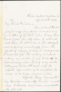Letter from Anna Elizabeth Dickinson, Phila[delphia, Pennsylvania], 1862 April 5th