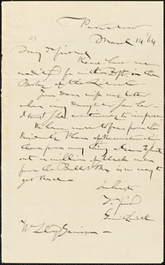 Letter from Gerrit Smith, Peterboro, [New York], to William Lloyd Garrison, [18]64 March 14