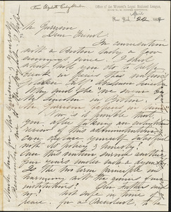 Letter from Elizabeth Cady Stanton, New York, [New York], to William Lloyd Garrison, 1864 April 22