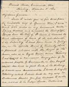 Letter from George Thompson, Burnet House, Cincinnati, Ohio, to William Lloyd Garrison, 1864 December 5
