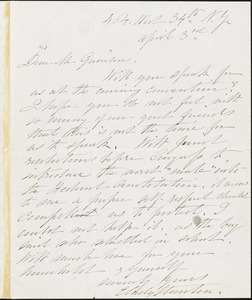 Letter from Elizabeth Cady Stanton, New York, [New York], to William Lloyd Garrison, [1866] April 3rd