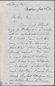 Letter from Edmund Quincy, Dedham, [Massachusetts], to Samuel May, 1872 July 23