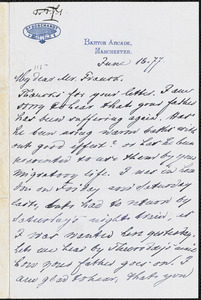 Letter from Louis Borchardt, Manchester, [England], to Francis Jackson Garrison, [18]77 June 17
