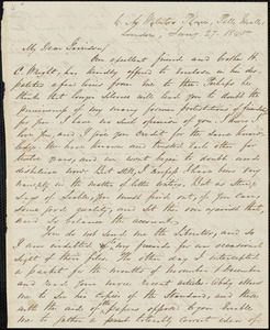 Letter from George Thompson, Pall Mall, London, [England], to William Lloyd Garrison, 1845 Jan[uar]y 27