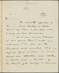 Letter from James Terrell to William Lloyd Garrison and George Thompson, [1846 September]
