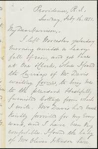Letter from George Thompson, Providence, R[hode] I[sland], to William Lloyd Garrison, 1851 Feb[ruar]y 16