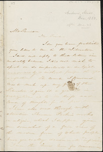 Letter from Harriet Beecher Stowe, Andover, [Massachusetts], to William Lloyd Garrison, 1853 Nov[ember] 30