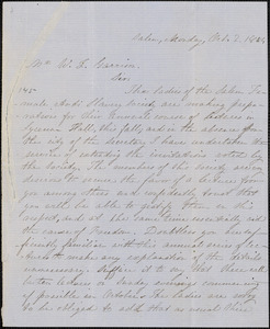 Letter from Rebecca Ives Streeter, Salem, [Massachusetts], to William Lloyd Garrison, 1854 Oct[ober] 2