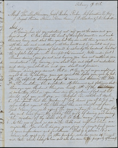 Letter from Theocrat to William Lloyd Garrison, Josiah P. Mendum, Joseph Barker Reuben, Ernestine Louise Rose, Horace Seaver, and August Theodore Stamm, 1856 February 17