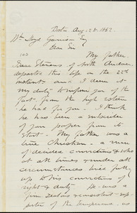 Letter from Oliver Stevens, Boston, [Massachusetts], to William Lloyd Garrison, 1862 Aug[ust] 28