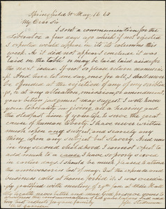 Letter from Jesse Stedman, Springfield, V[ermon]t, to William Lloyd Garrison, [18]63 May 16