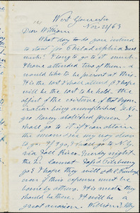 Letter from Henry Wright Clarke, West Gloucester, [Gloucester, Massachusetts], to William Lloyd Garrison, [18]63 Nov[ember] 22